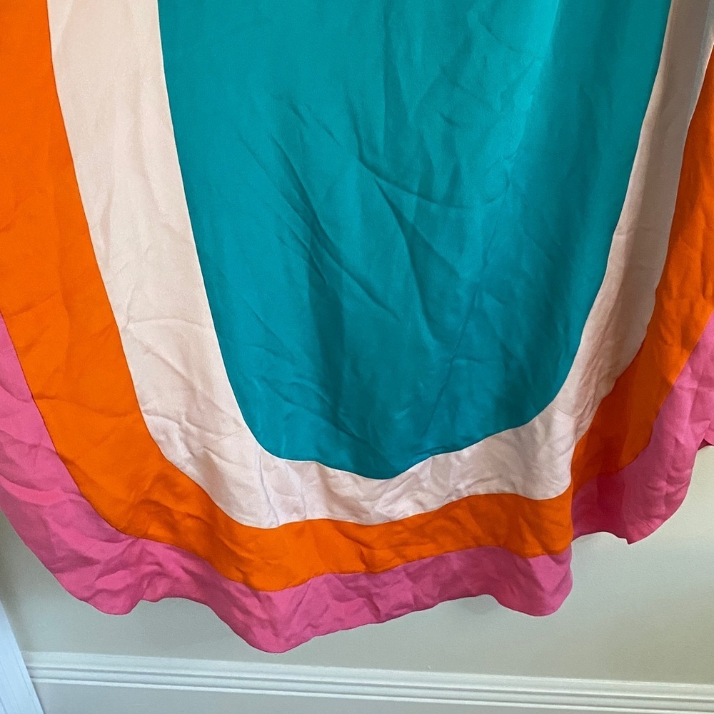 Hester Bly The Nelda Silk Kaftan Palm Springs Pool Colorblock One Size - Picture 5 of 9